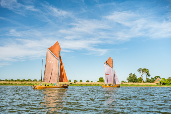 Traditional Zeesboote on the Lagoon