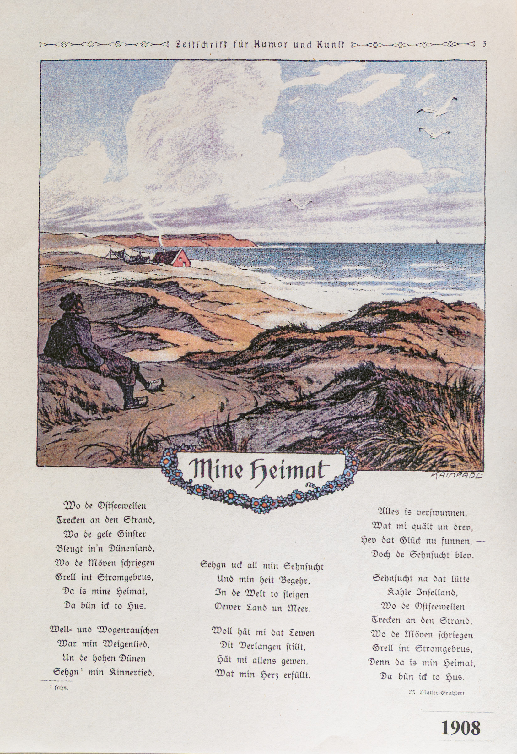 Zeitungsausschnitt mit Liedtext von 1908