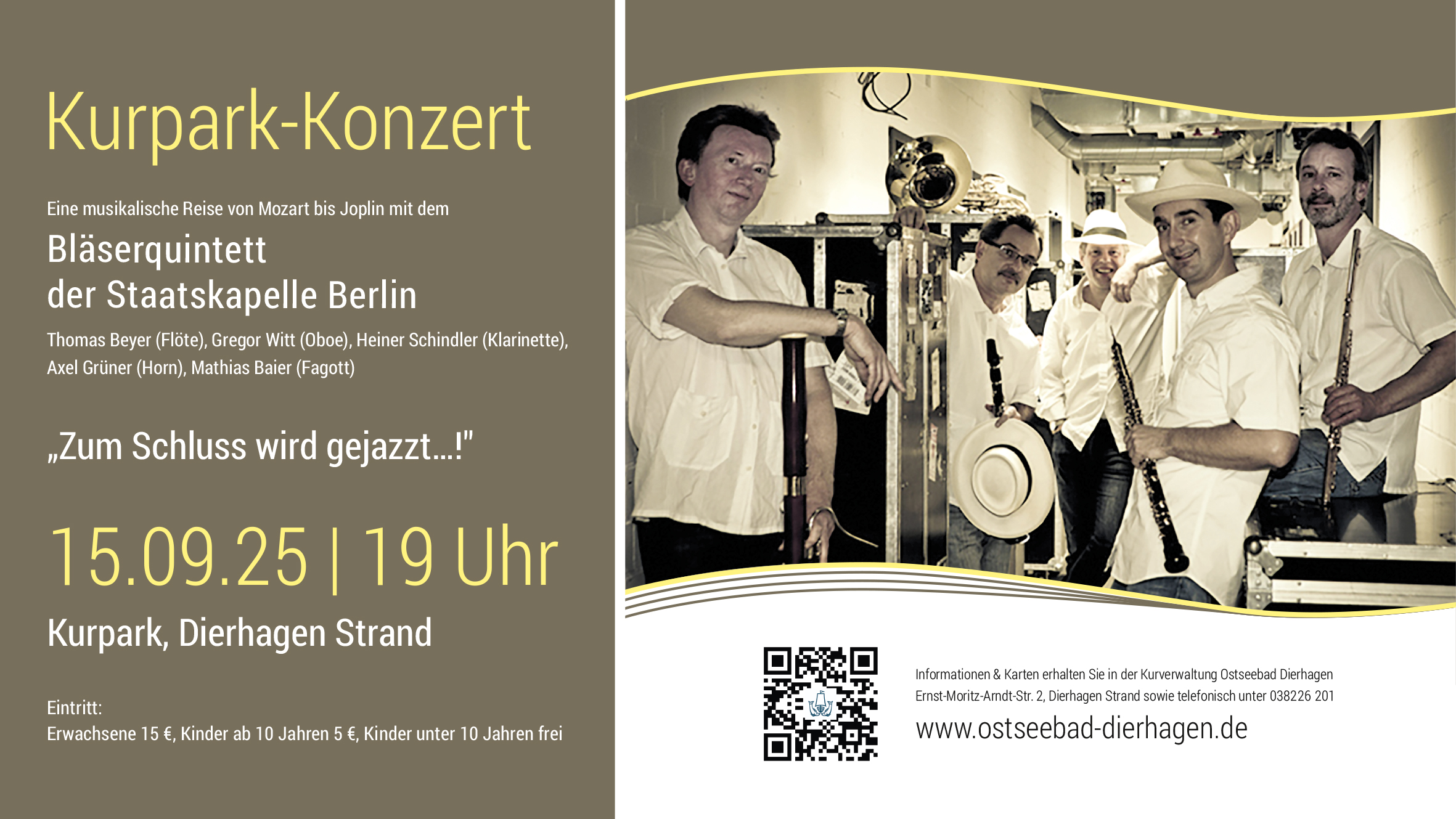 Kurpark-Konzert mit dem Bläserquintett der Staatskapelle Berlin