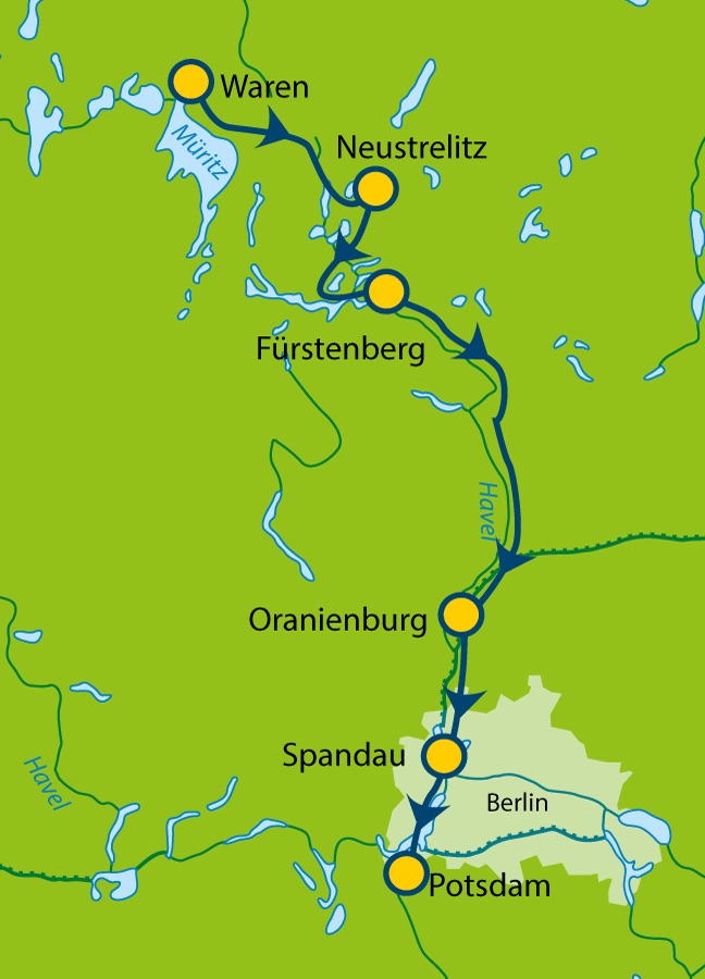 Radfernweg-Tour Havelradweg Waren - Potsdam (7 Tage)