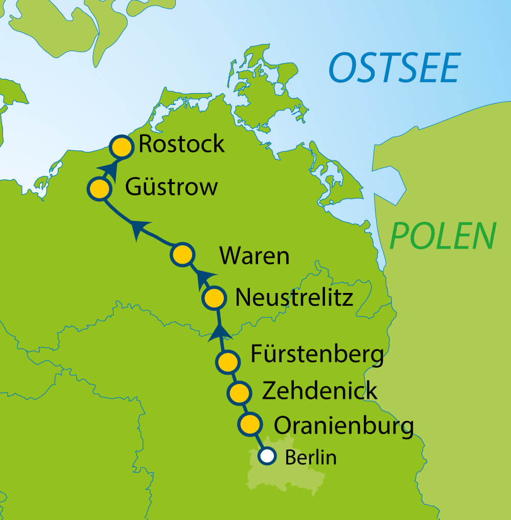 Radfernweg-Tour Berlin - Rostock (7 Tage)